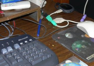 Belkin PS/2-to-USB adapter in action