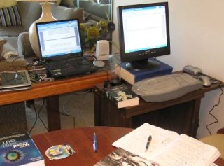 The computing setup at the beach house